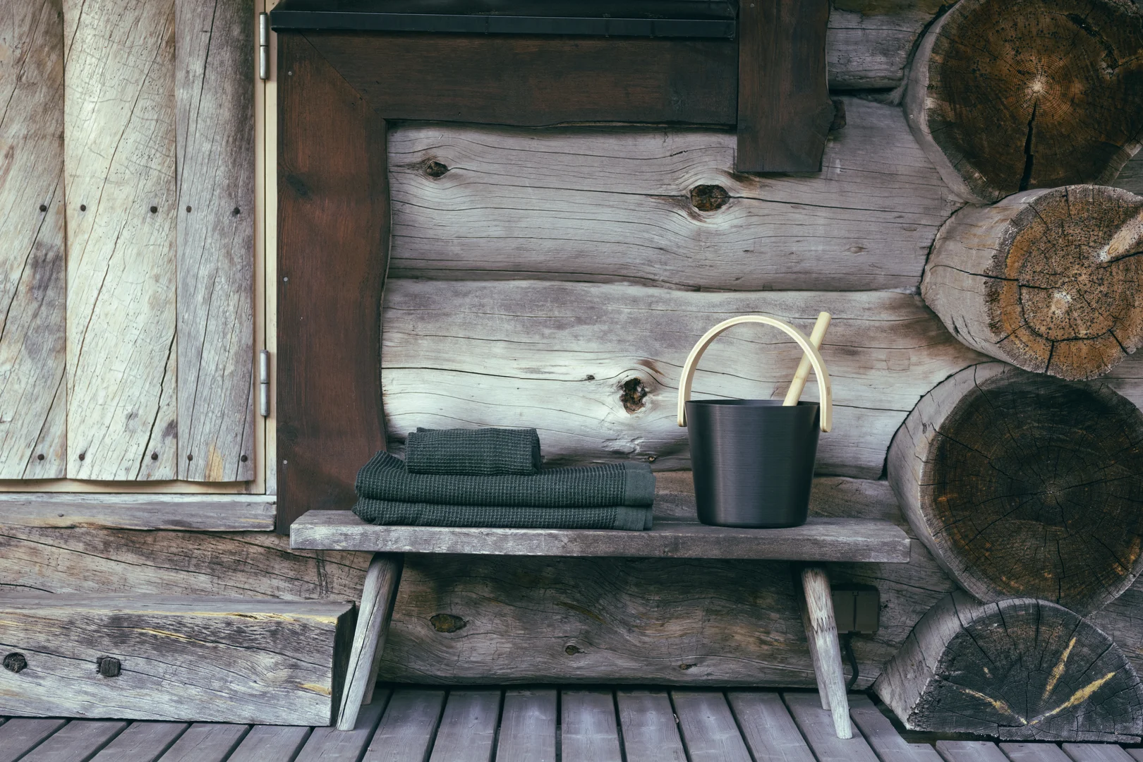 Sauna Bucket Aluminium Black (Rento)